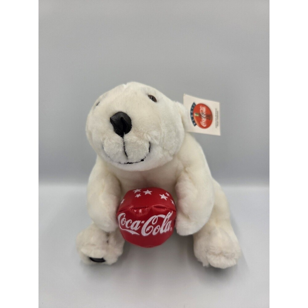 1998 Coca-Cola Polar Bear Plush Holding Coke Ball Play By Play Original Tag